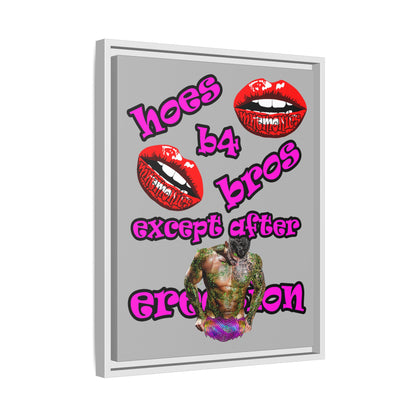 hoes b4 bros - framed canvas art (light grey)