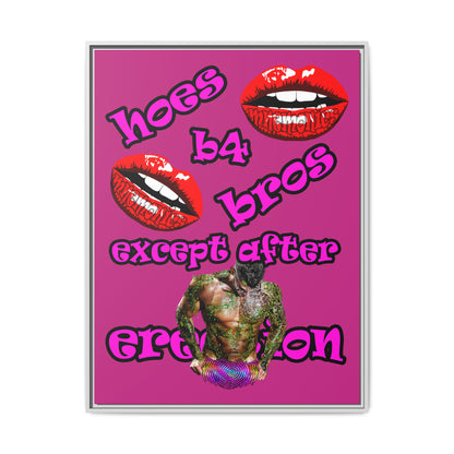 hoes b4 bros - framed canvas art (pink)
