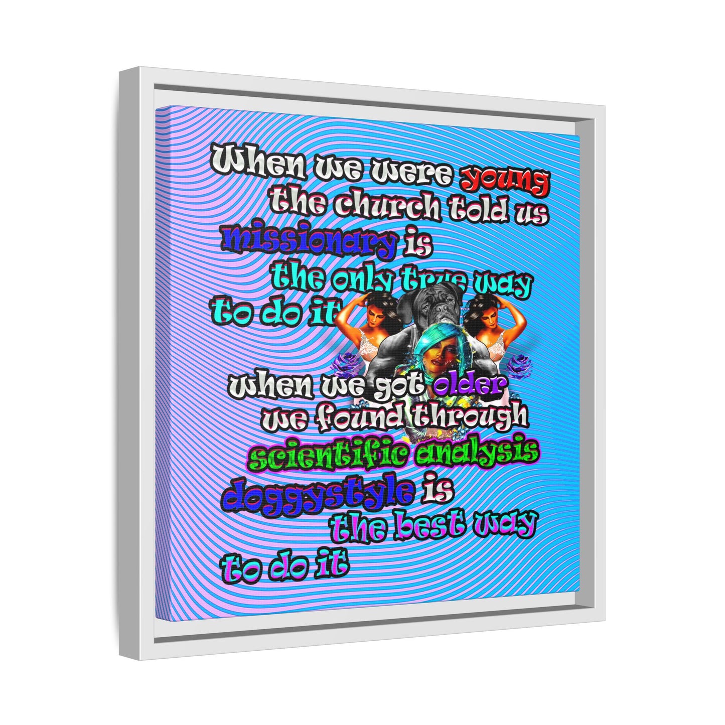 doggystyle - framed canvas art (light blue-purple wave)