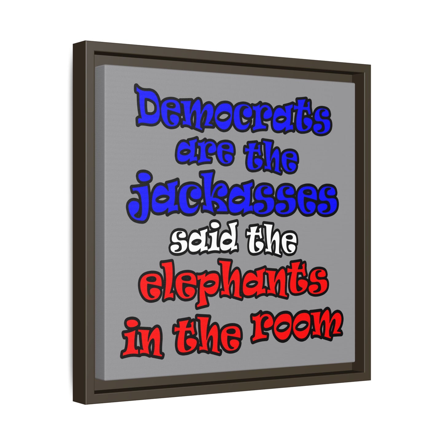 donkeys and elephants - framed canvas art (grey)