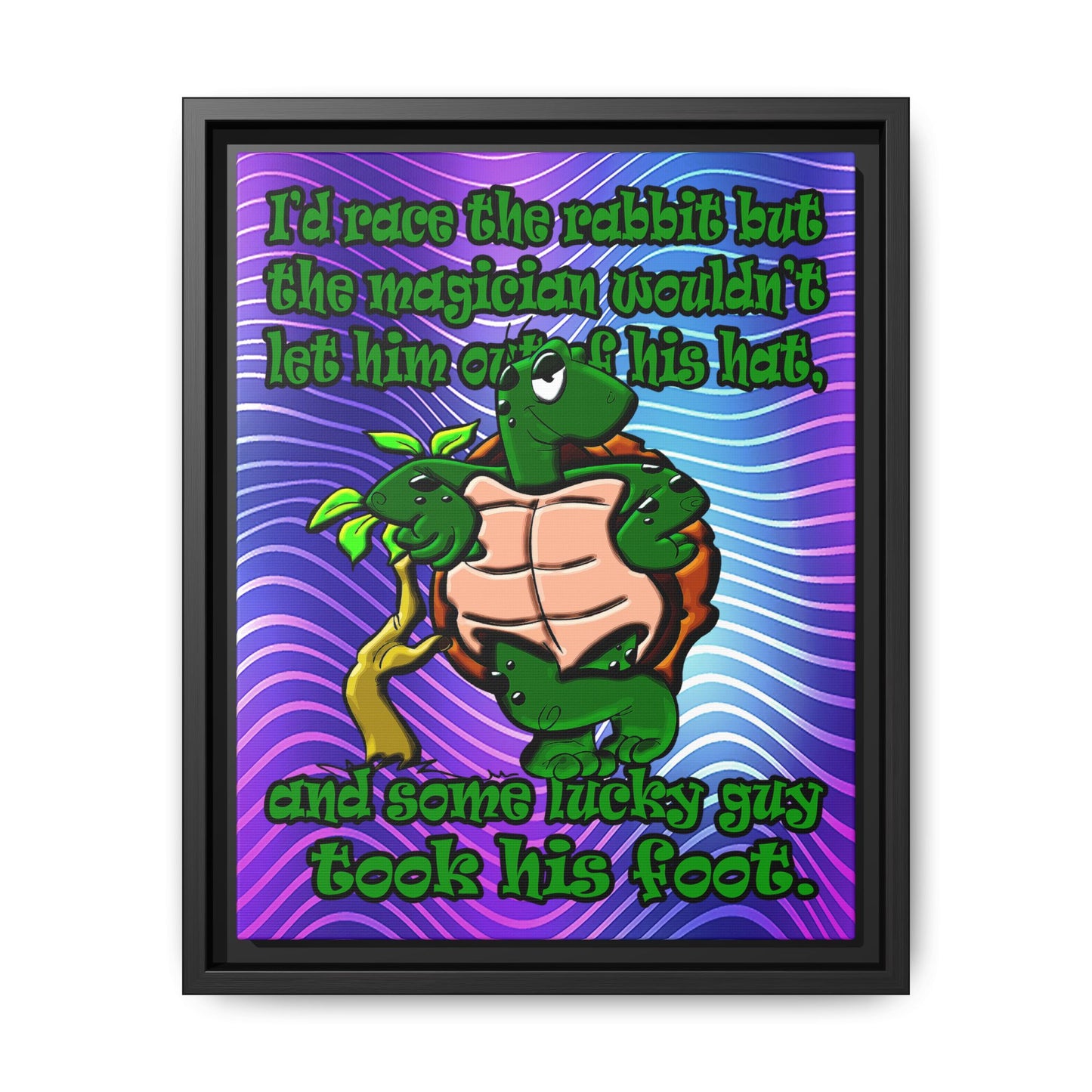 turtle race - framed canvas art (purple wave)