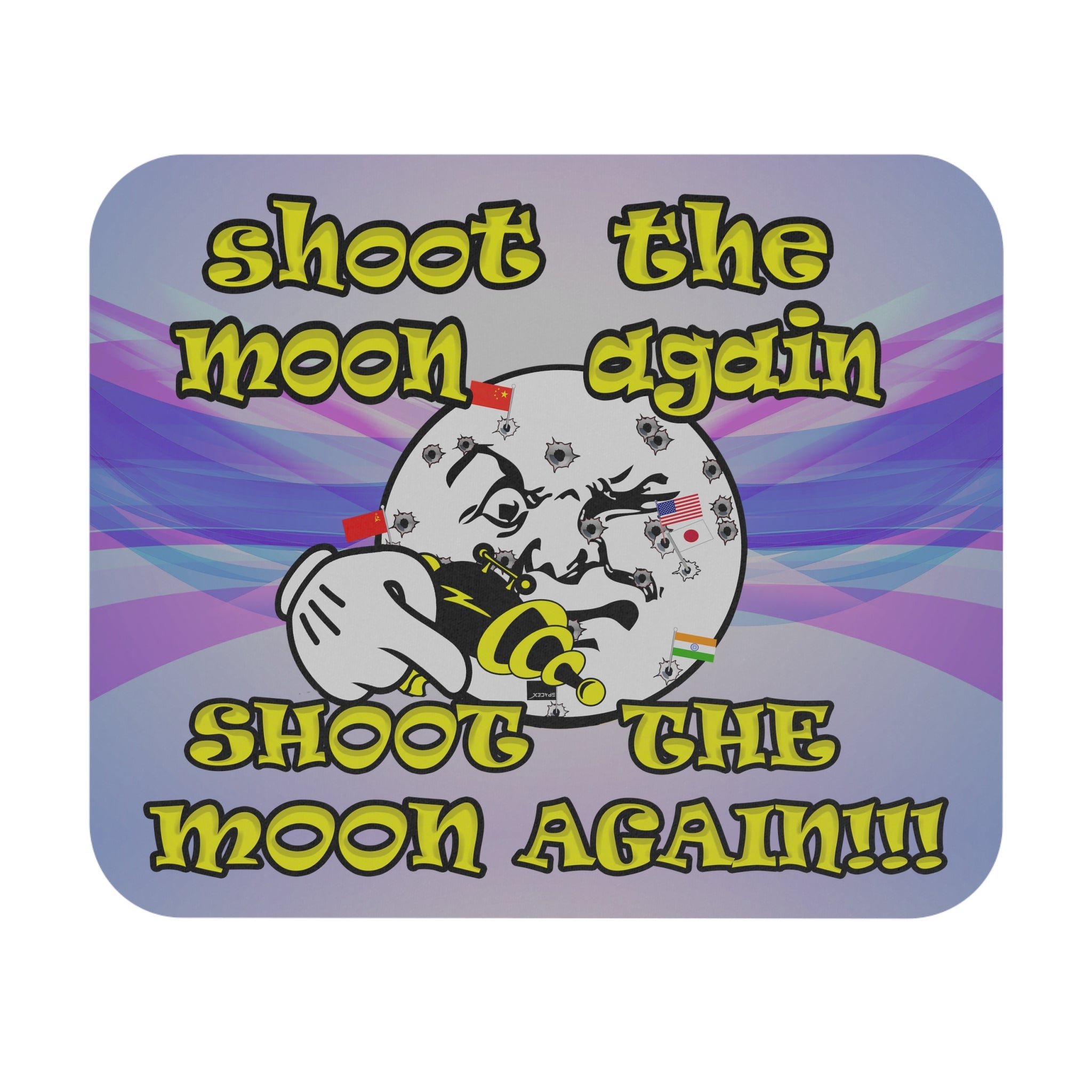 shoot the moon again - Mouse Pad (Rectangle) (light blue-pink wave)