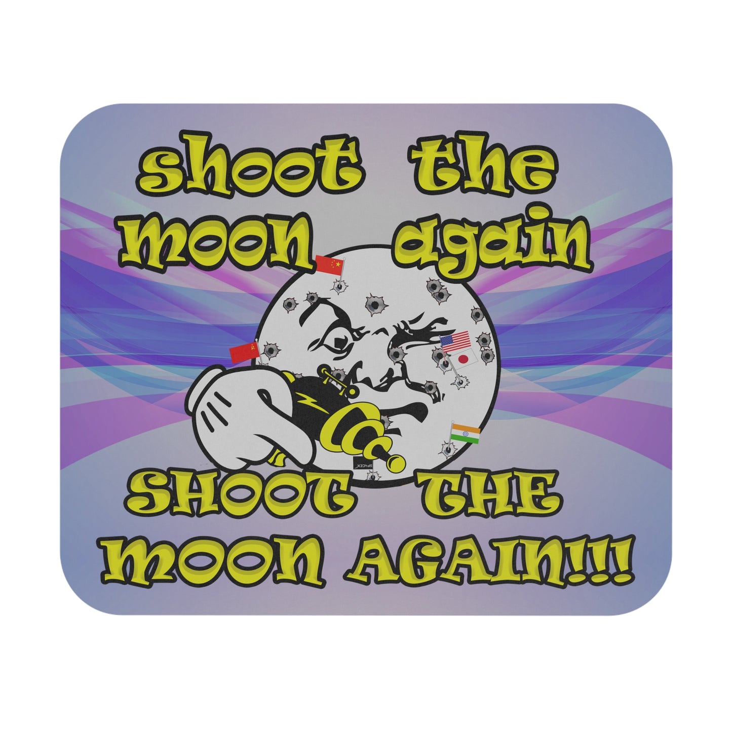 shoot the moon again - Mouse Pad (Rectangle) (light blue-pink wave)