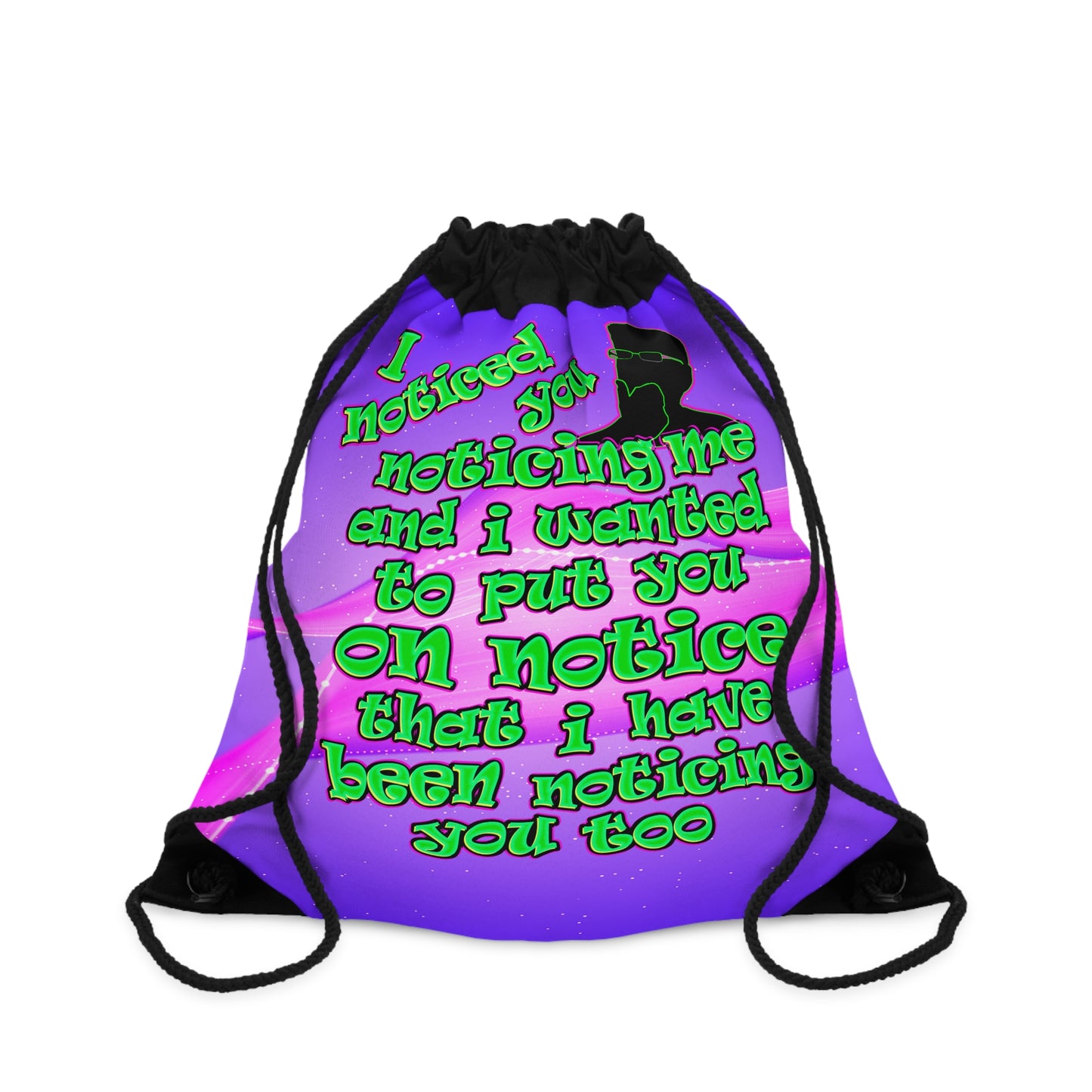 noticed you noticing - Drawstring Bag (purple-pink wave)