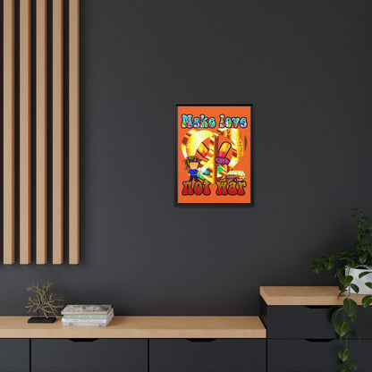 love peace - framed canvas art (orange)