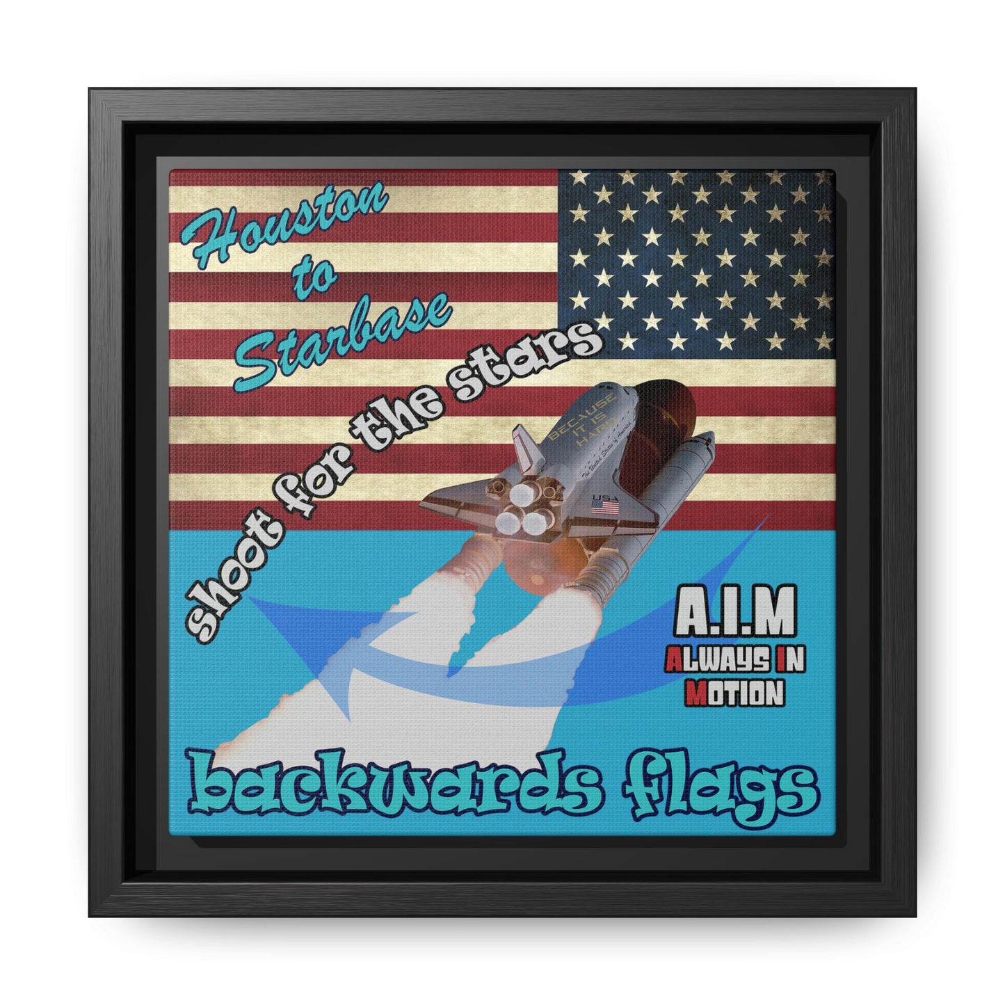 shoot for the stars - framed canvas art (turquoise)