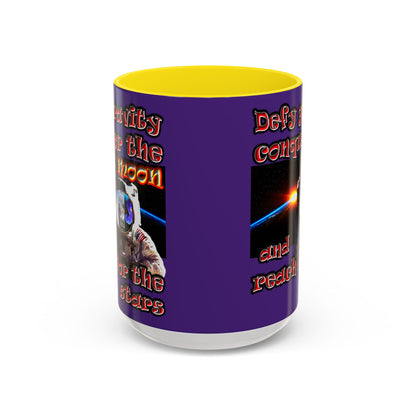 defy conquer reach - Accent Mug (purple)
