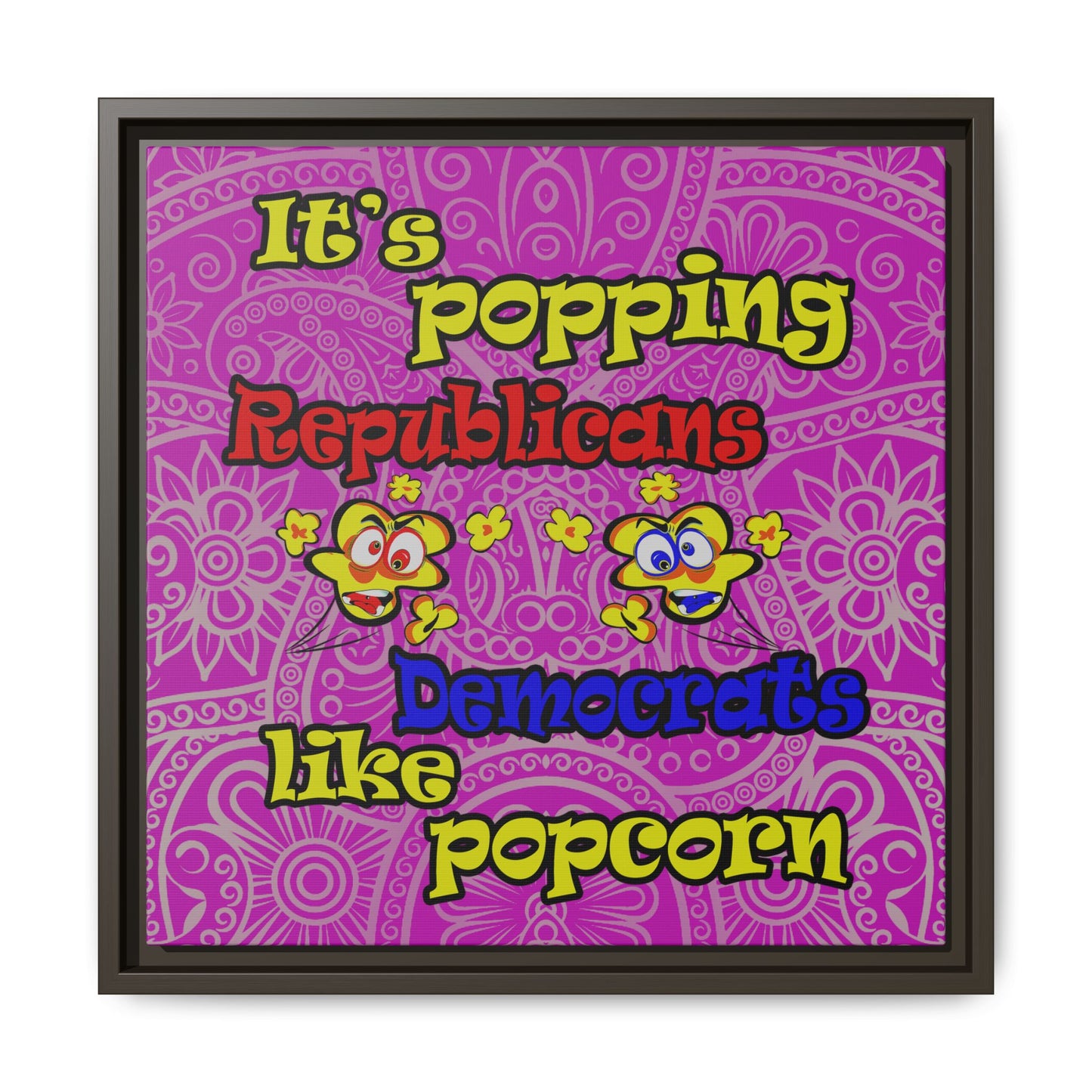popping like popcorn - framed canvas art (pink swirl)