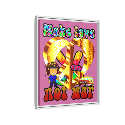love peace - framed canvas art (light pink)