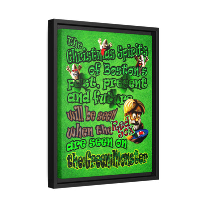 christmas spirits of boston - framed canvas art (green turf)