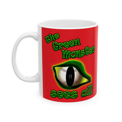green monster - White Mug (red)