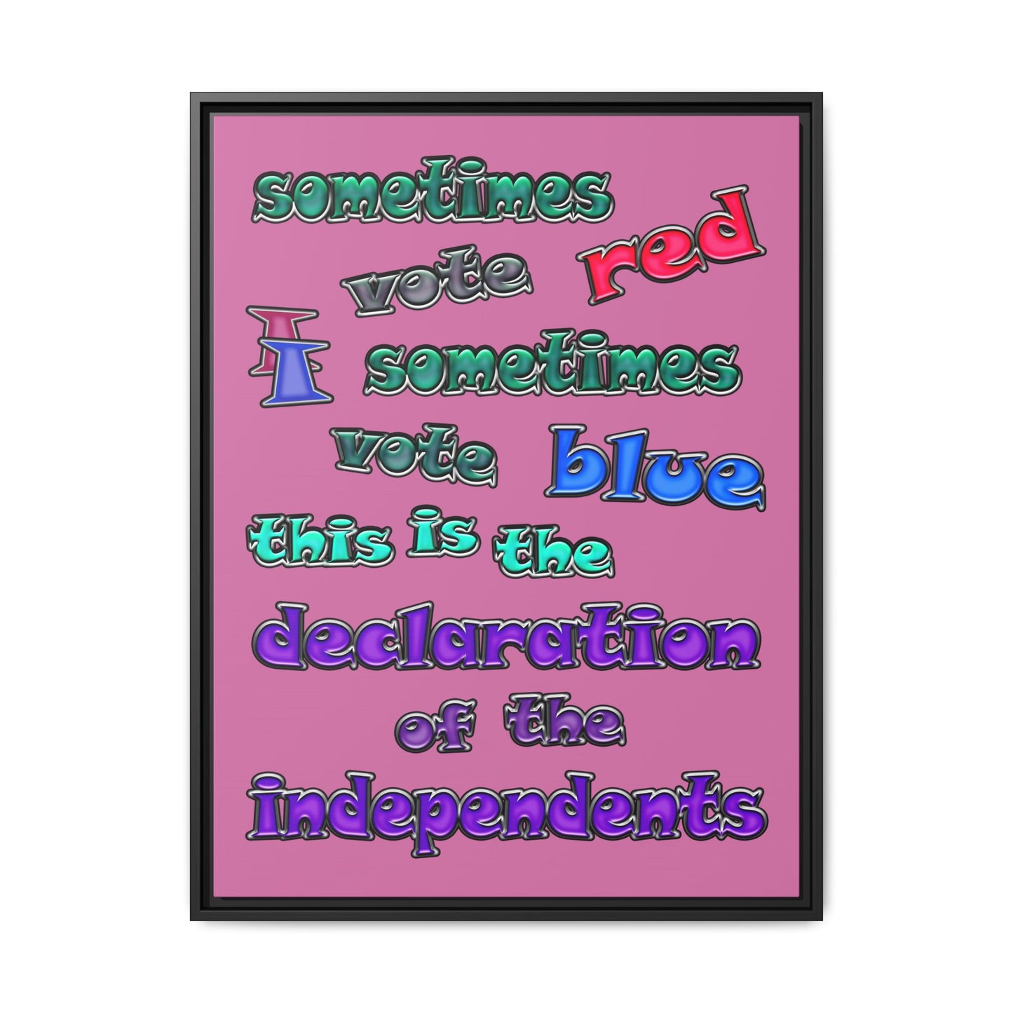 declaration of the independents - framed canvas art (light pink)