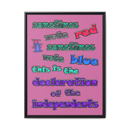 declaration of the independents - framed canvas art (light pink)