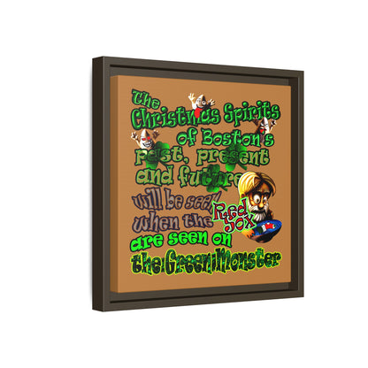 christmas spirits of boston - framed canvas art (light brown)