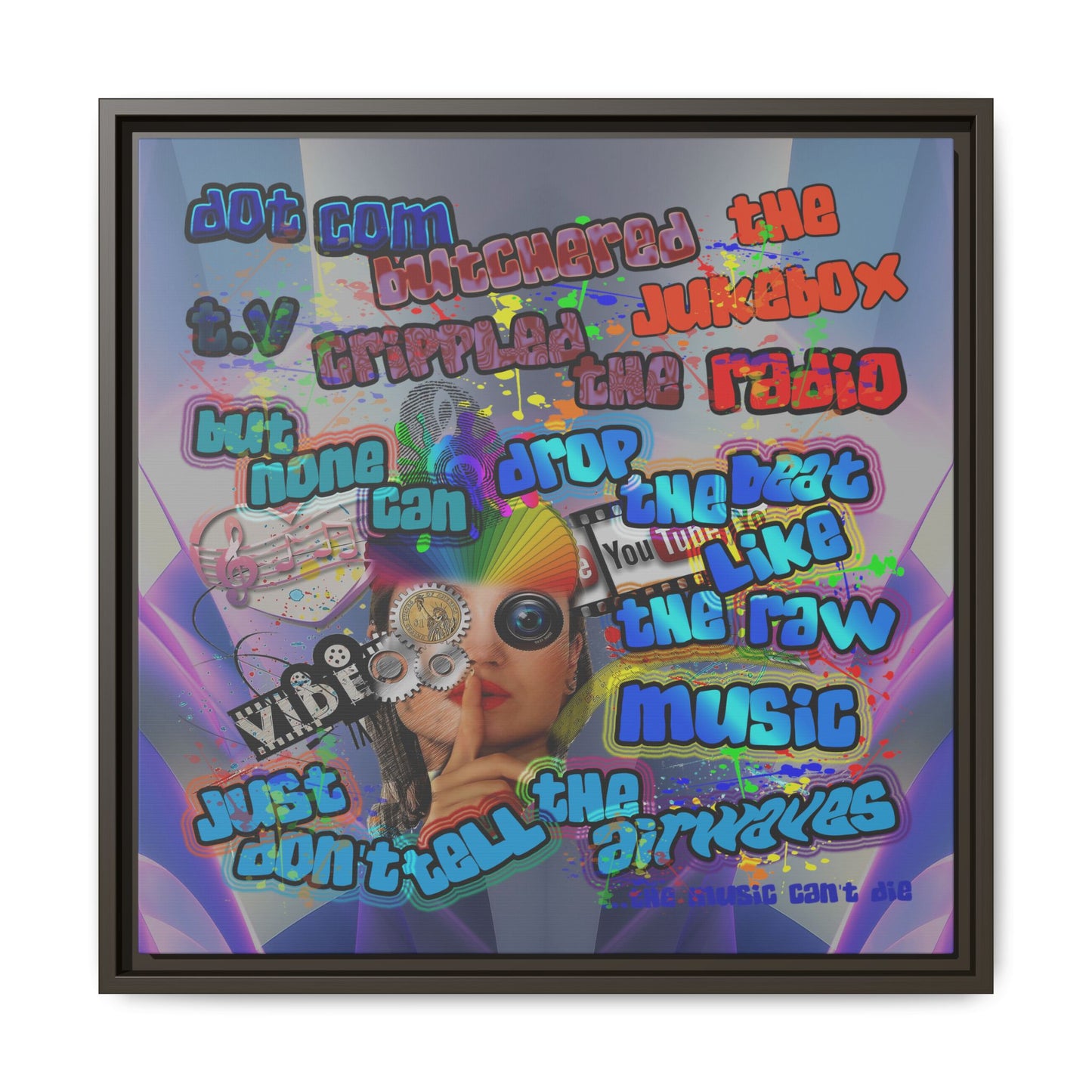drop the beat - framed canvas art (grey-pink wave)