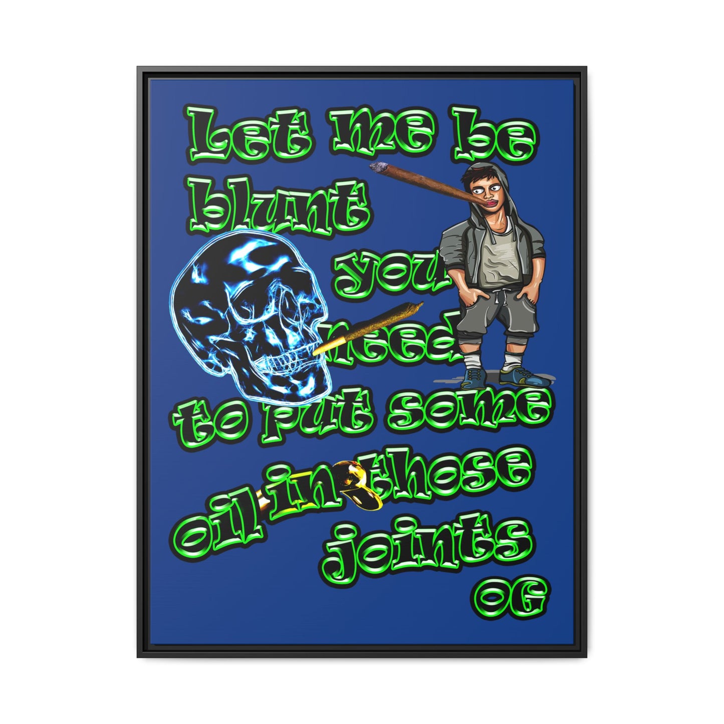 og - framed canvas art (dark blue)