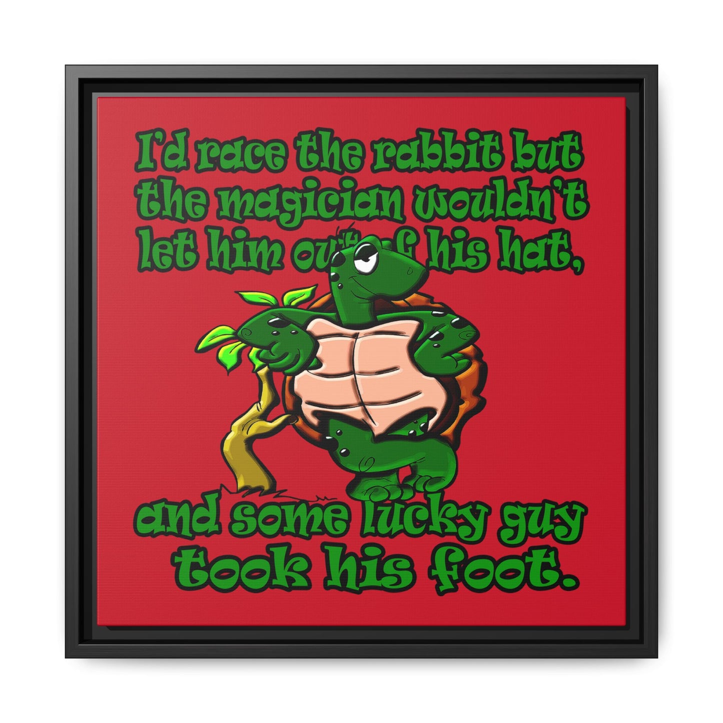 turtle race - framed canvas art (dark red)