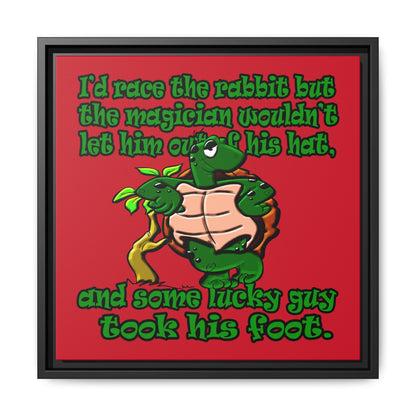 turtle race - framed canvas art (dark red)