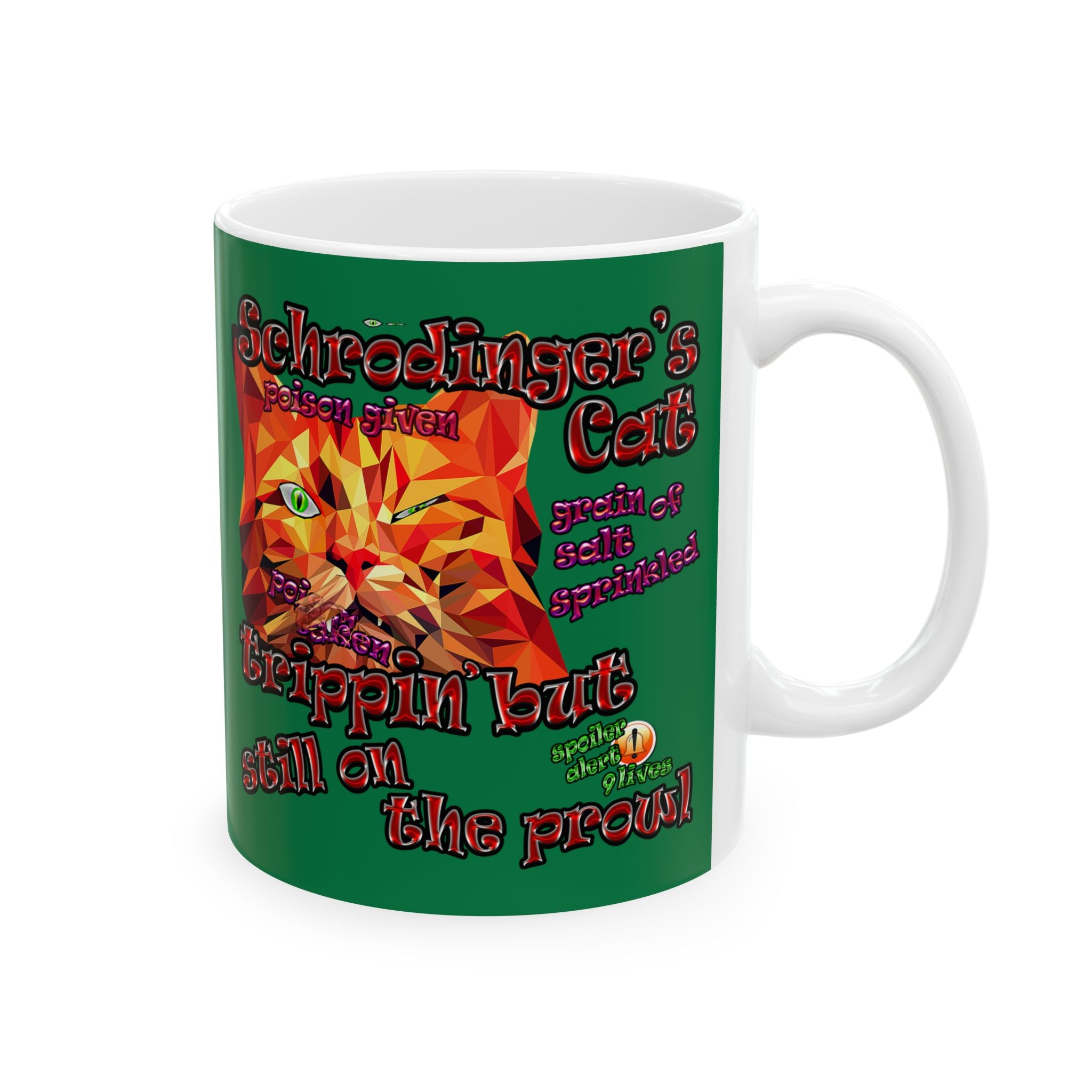 schrodinger's cat - White Mug (dark green)