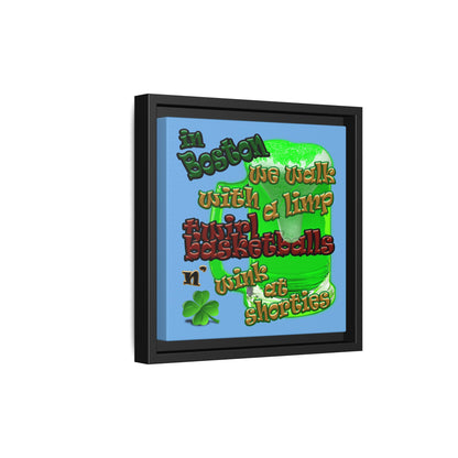 celtics logo - framed canvas art (light blue)