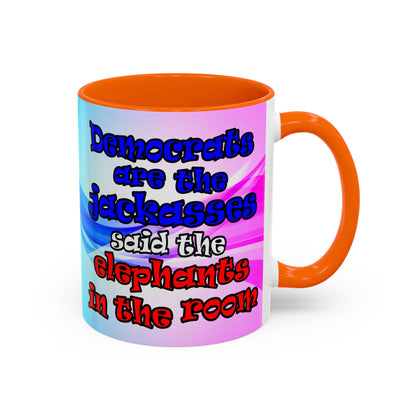 donkeys and elephants - Accent Mug (light blue-pink wave)