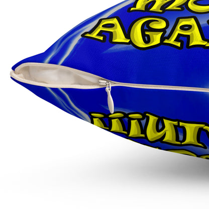 shoot the moon again - Spun Polyester Square Pillow - (blue-white wave)