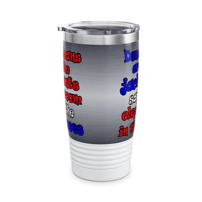 donkeys and elephants - Ringneck Tumbler, 20oz (brushed nickel)