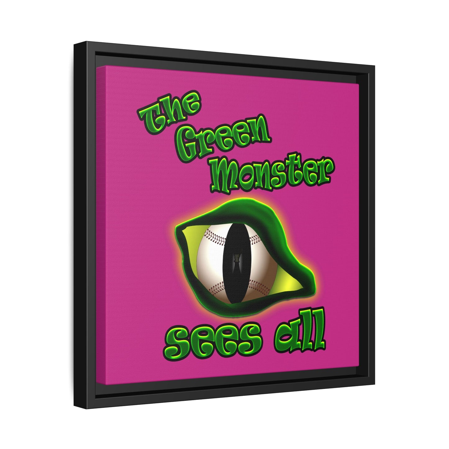 green monster - framed canvas art (pink)