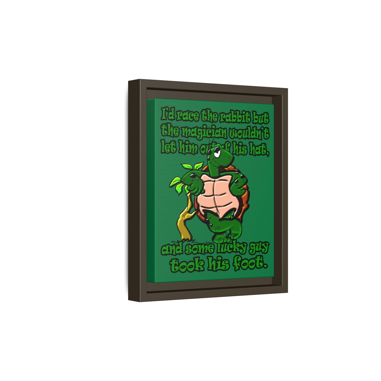 turtle race - framed canvas art (dark green)