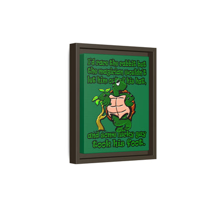 turtle race - framed canvas art (dark green)