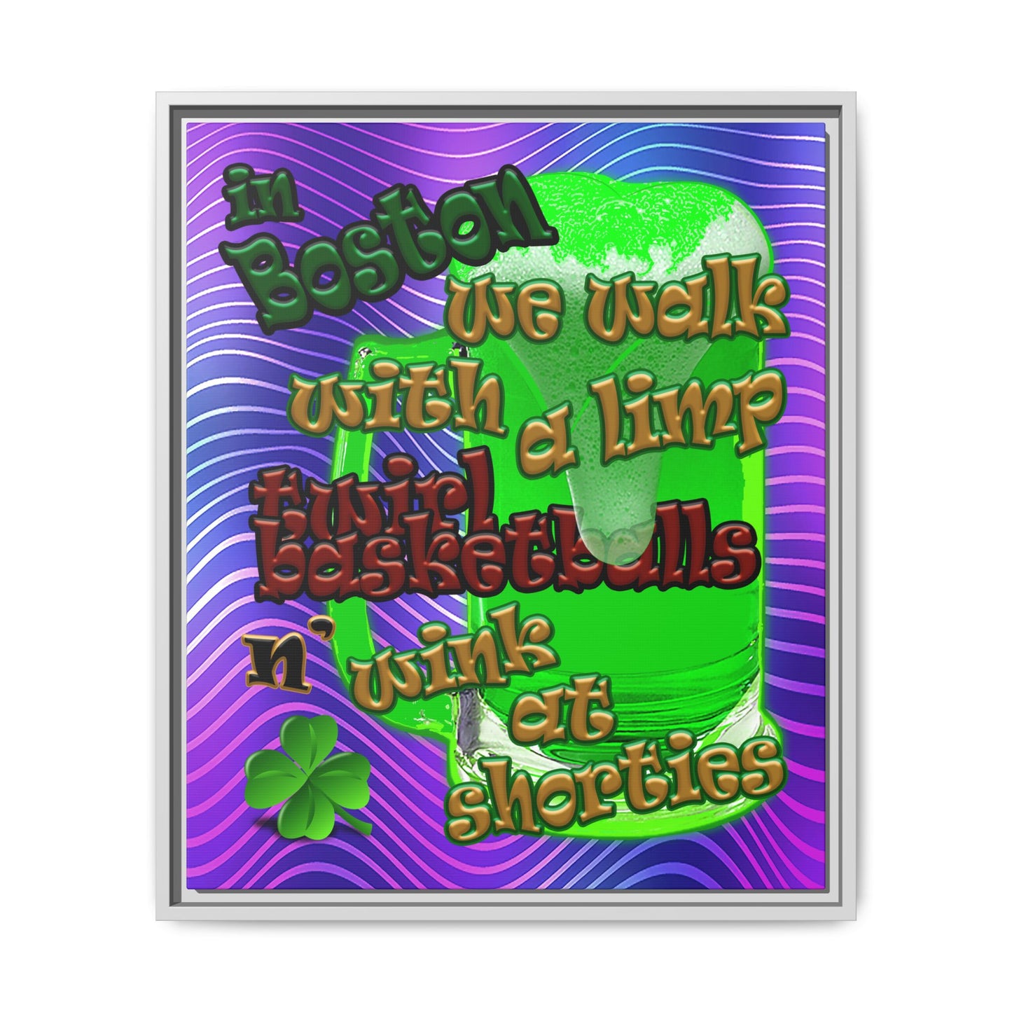 celtics logo - framed canvas art (purple wave)