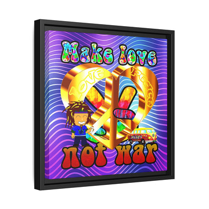 love peace - framed canvas art (purple wave)
