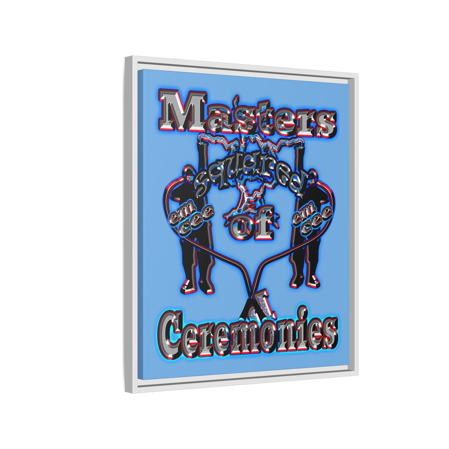 em cee squared - framed canvas art (light blue)