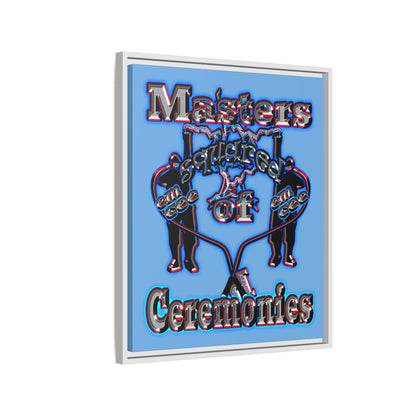 em cee squared - framed canvas art (light blue)