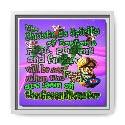 christmas spirits of boston - framed canvas art (purple-pink wave)
