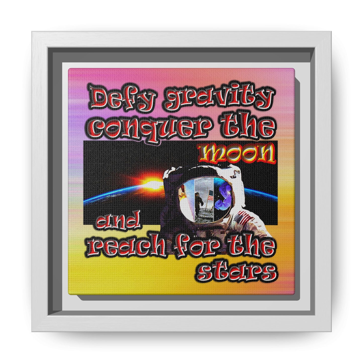 defy conquer reach - framed canvas art (color blur)