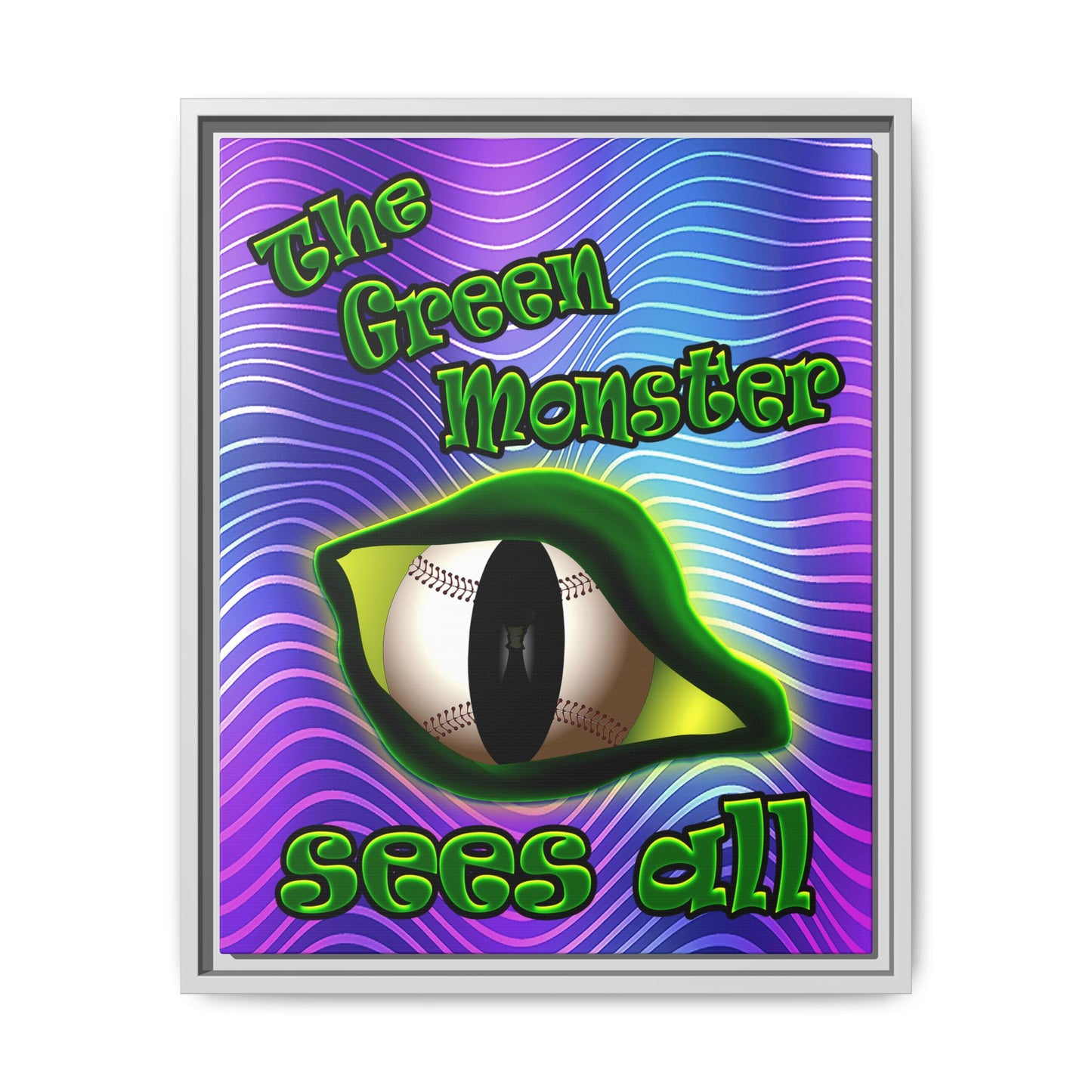 green monster - framed canvas art (purple wave)