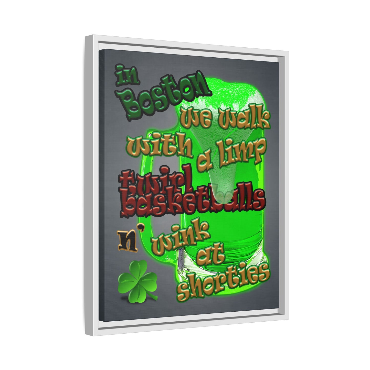 celtics logo - framed canvas art (grey-light grey)