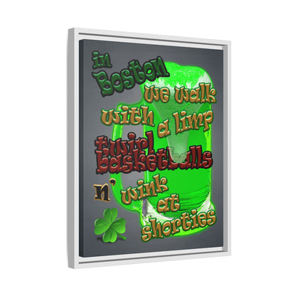 celtics logo - framed canvas art (grey-light grey)