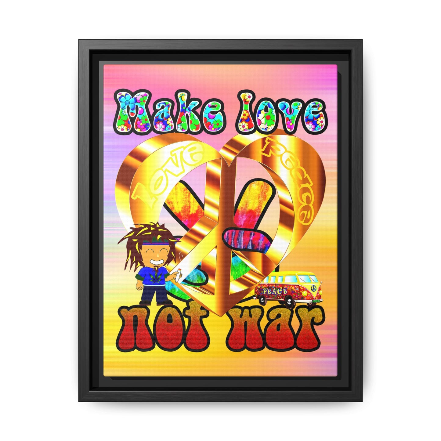 love peace - framed canvas art (color blur)
