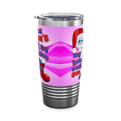 santa's shoes - Ringneck Tumbler, 20oz (light blue-pink wave)