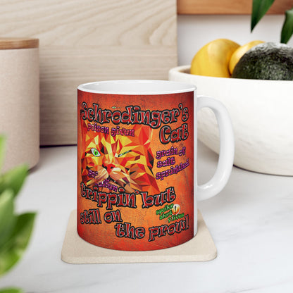 schrodinger's cat - White Mug (burnt orange)