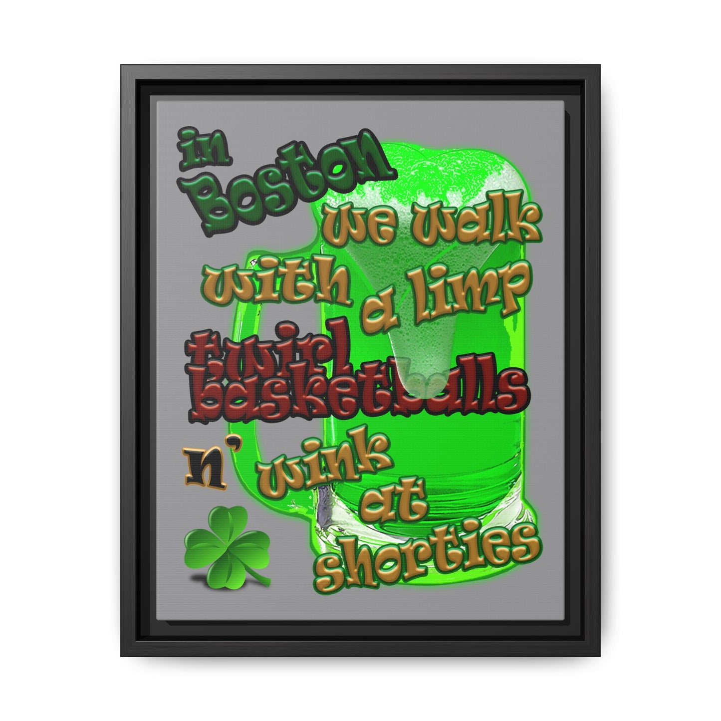 celtics logo - framed canvas art (grey)