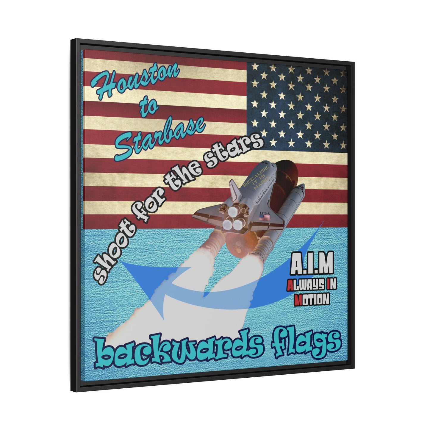 shoot for the stars - framed canvas art (faded blue)