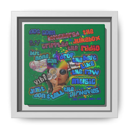 drop the beat - framed canvas art (dark green)