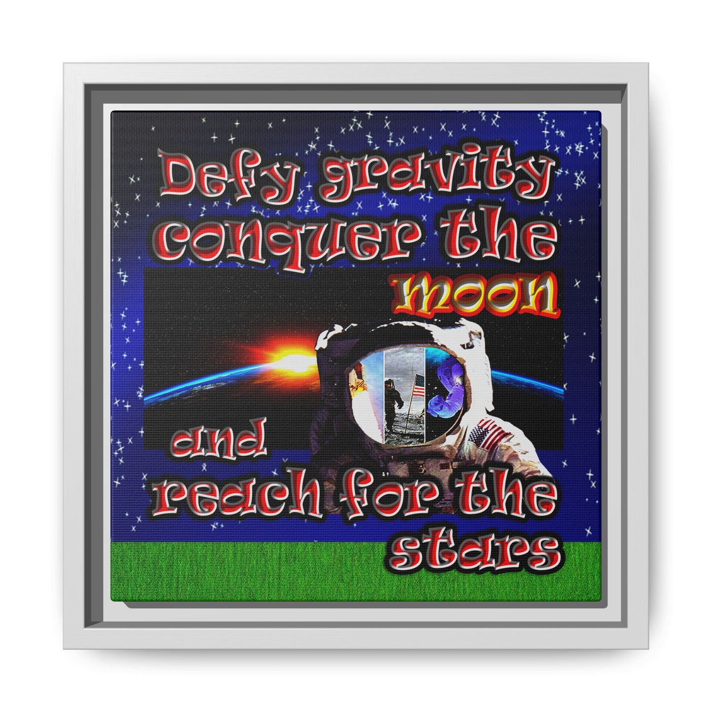 defy conquer reach - framed canvas art ('snoops' background)