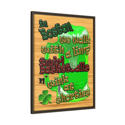 celtics logo - framed canvas art (butterscotch wood finish)