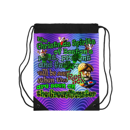 christmas spirits of boston - Drawstring Bag (purple wave)