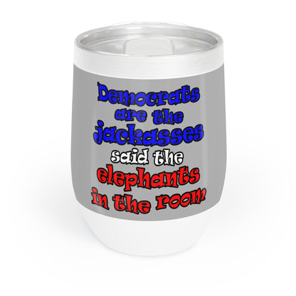 donkeys and elephants - Chill Wine Tumbler (light grey)