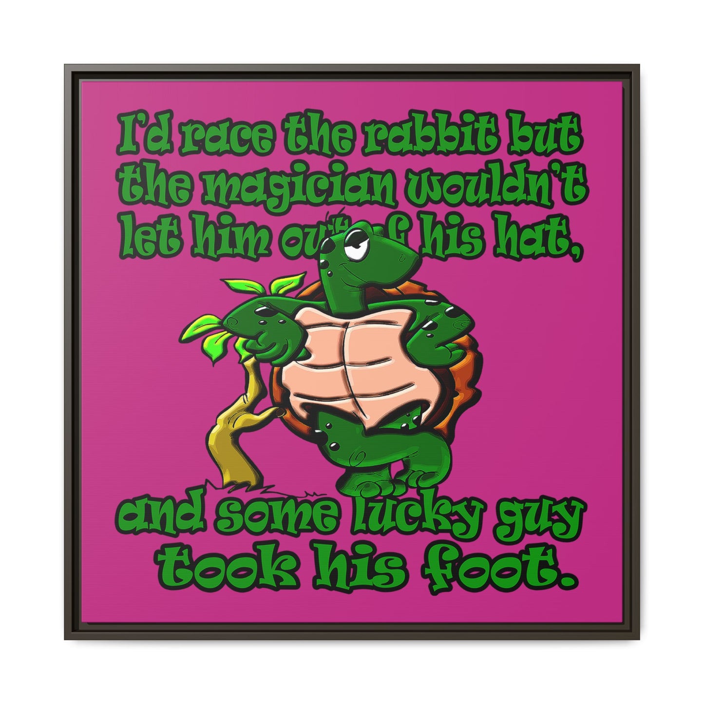 turtle race - framed canvas art (pink)